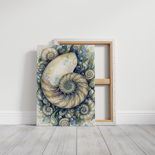 Nautilus Spiral: Watercolor Shell Study