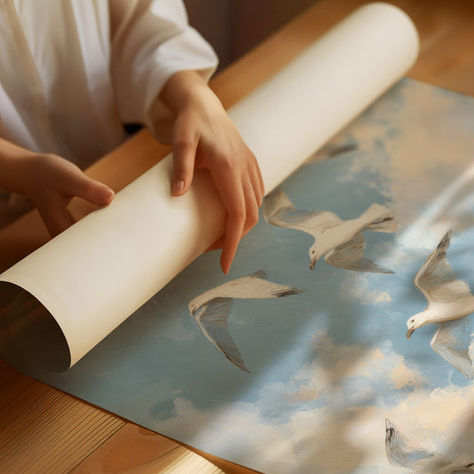 Seagulls Traverse Azure Freedom