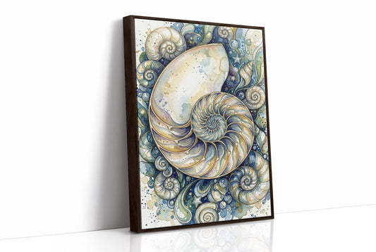 Nautilus Spiral: Watercolor Shell Study