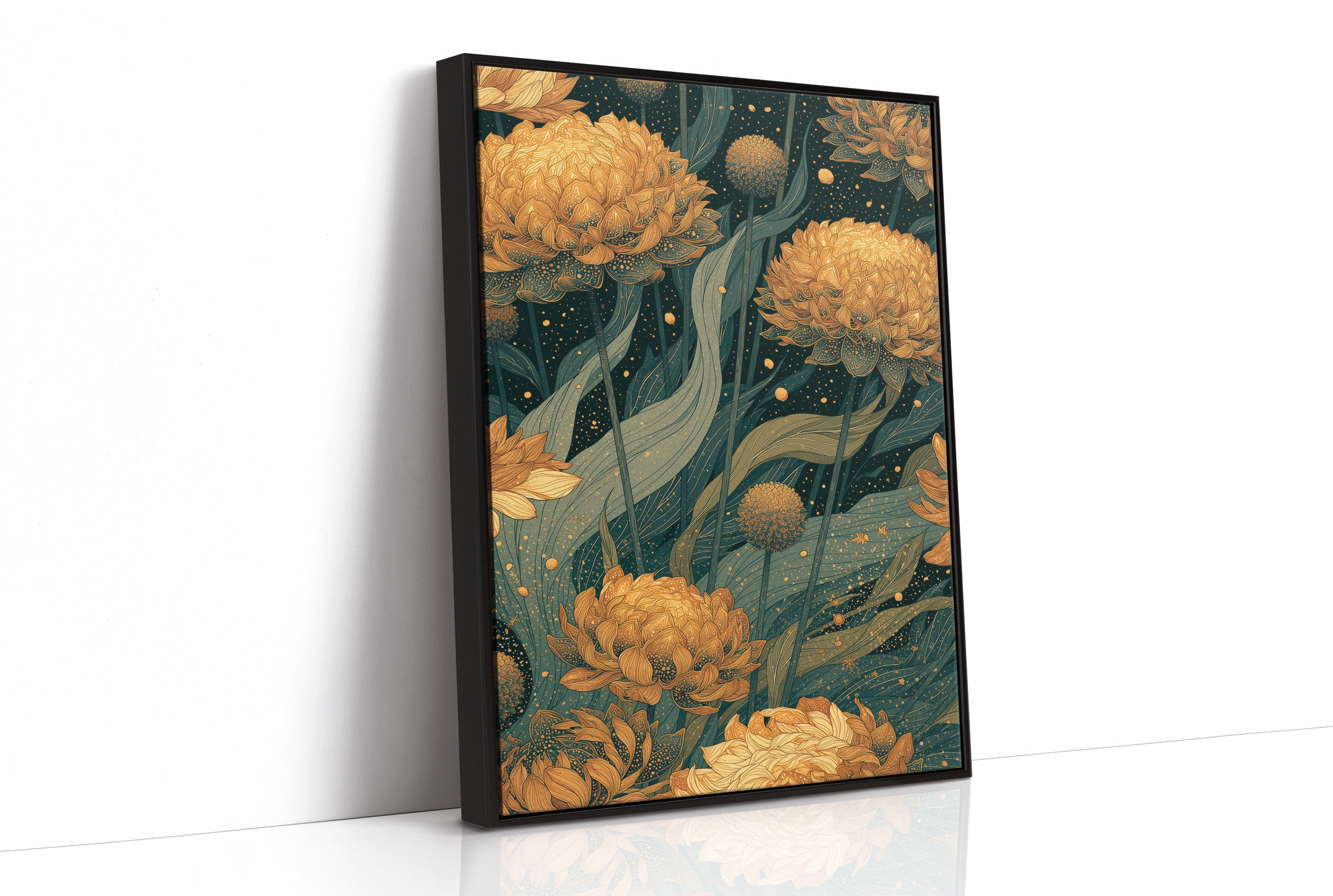 Golden Blooms in the Dark Garden: Marigold Study II