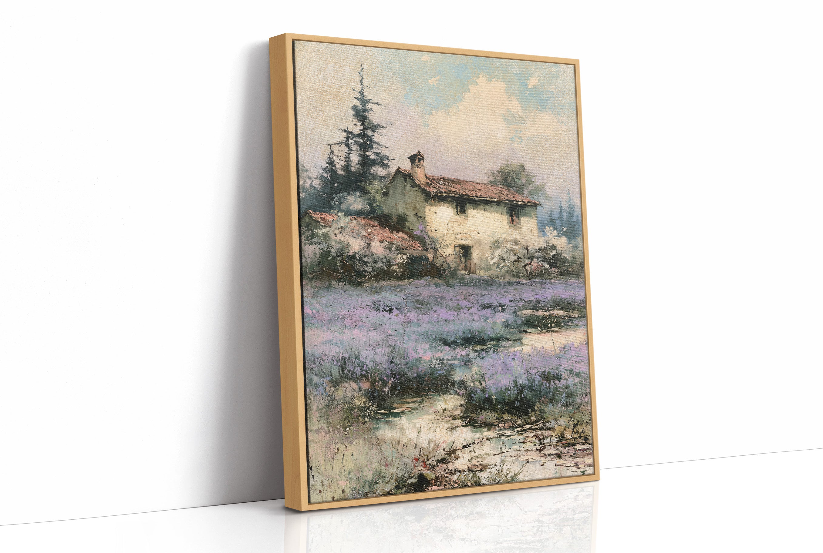 Lavender Fields and the Farmhouse Beyond