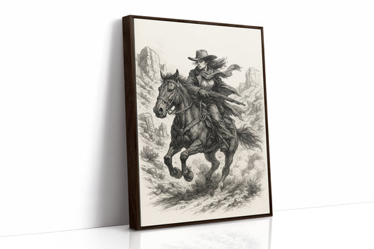 Grit & Dust – Cowgirl Outlaw Western Sketch Print