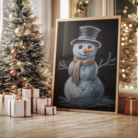 Snowman Tales On Winter Blackboard