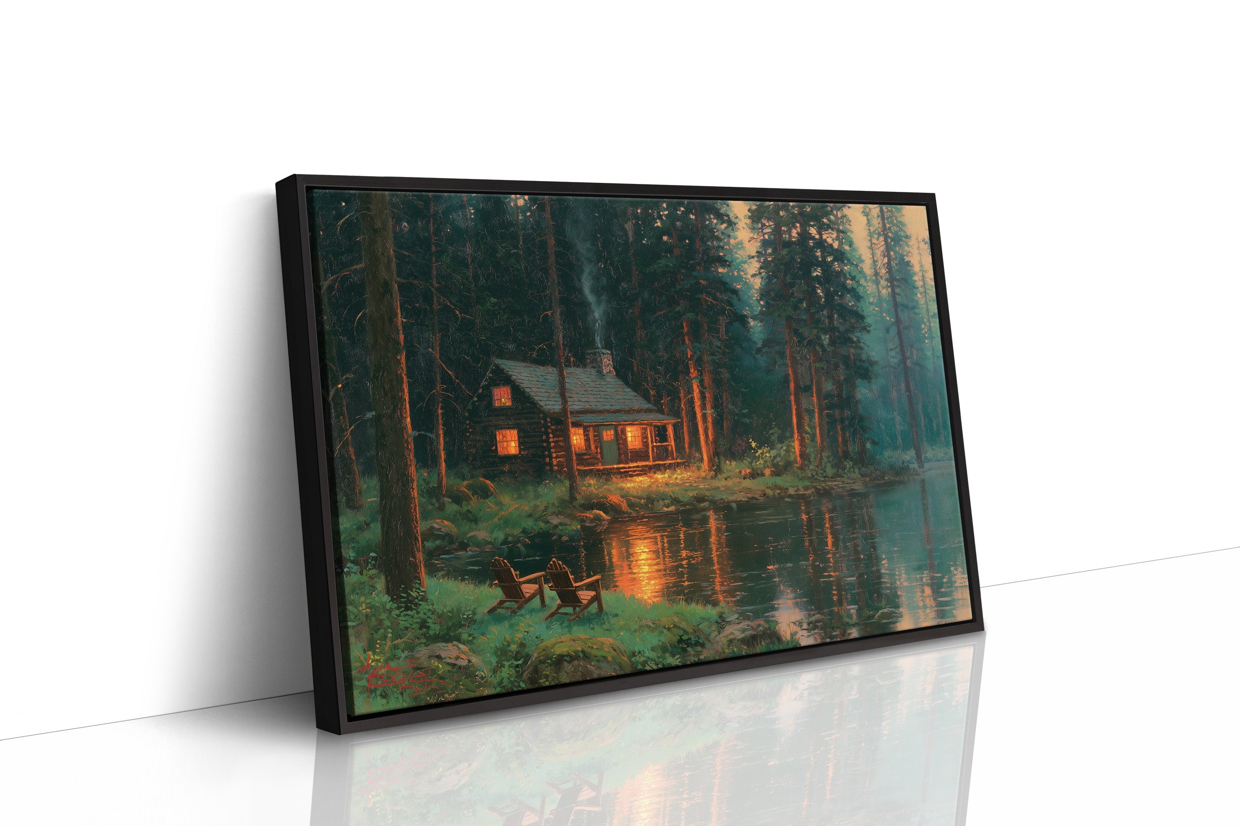 Cabin Glow, Two Empty Chairs