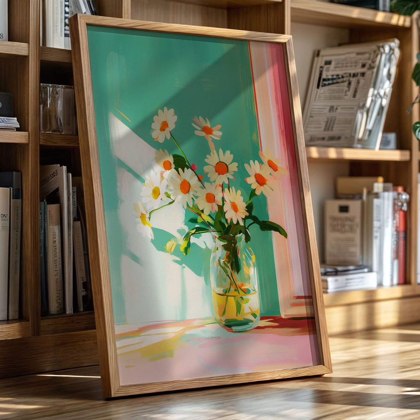 Sunlit Daisies in a Glass Jar