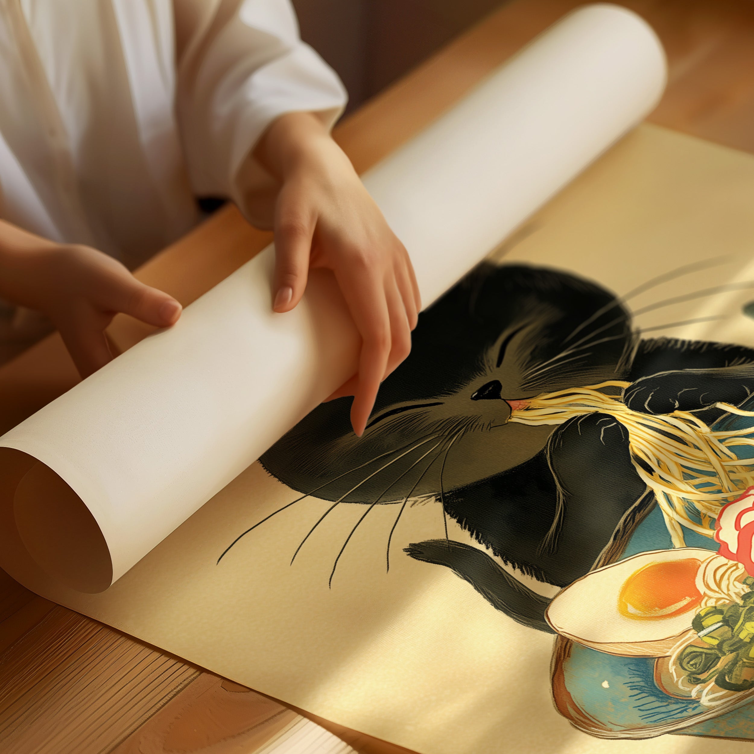 Midnight Ramen With Curious Cat