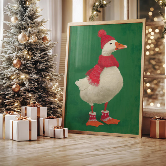 Festive Duck Wears Winter Woolens