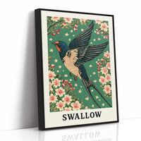 Swallow in a Starlit Blossom Sky