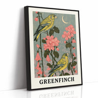Greenfinches by Moonlit Blooms