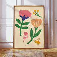 Bumblebee and Blossoms on Cream