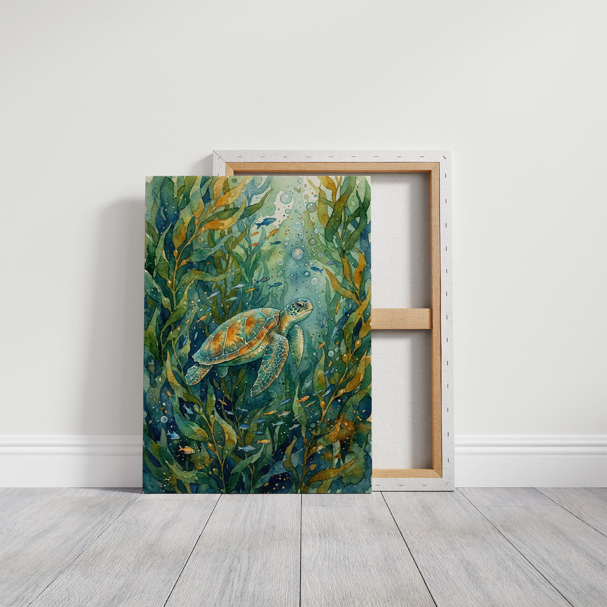 Kelp Forest Wanderer: Watercolor Sea Turtle