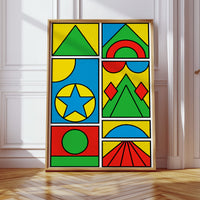 Pop Geometry in Primary Color Panels