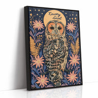 Tawny Owl and Golden Halo Moon