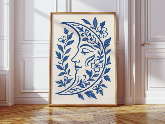 Floral Moon in Indigo Bloom