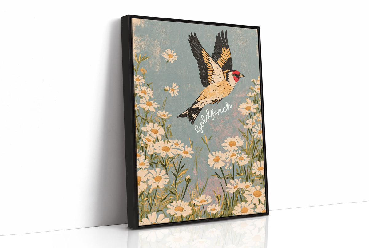 Goldfinch Rising Over Daisies