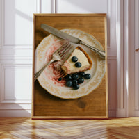 Blueberry Cheesecake on China Plate