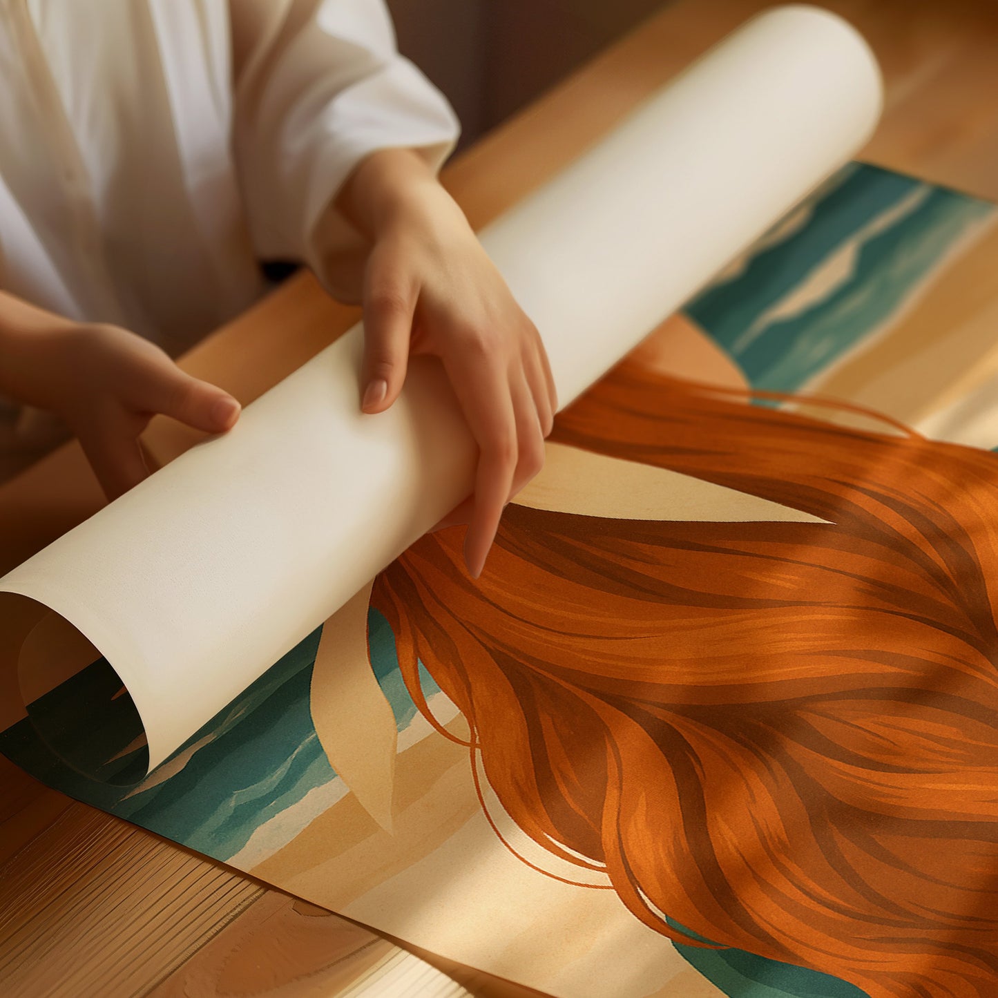 Copper Waves Meet Ocean Blue