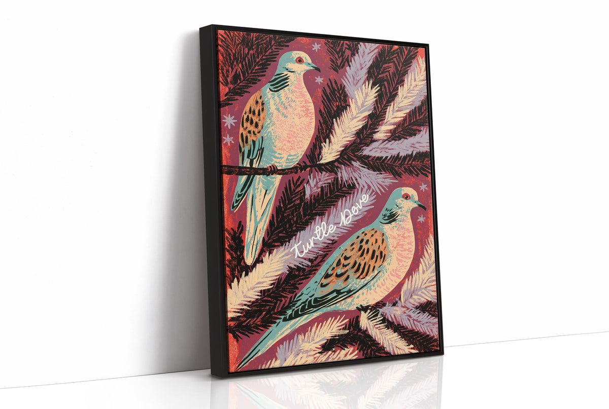 Turtle Doves in Winter Pine