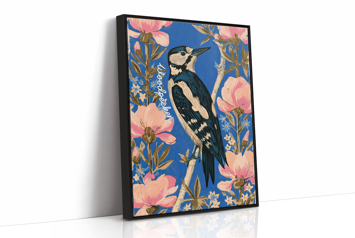 Woodpecker Among Peony Blooms