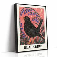 Blackbird Beneath Bluebells and Moon