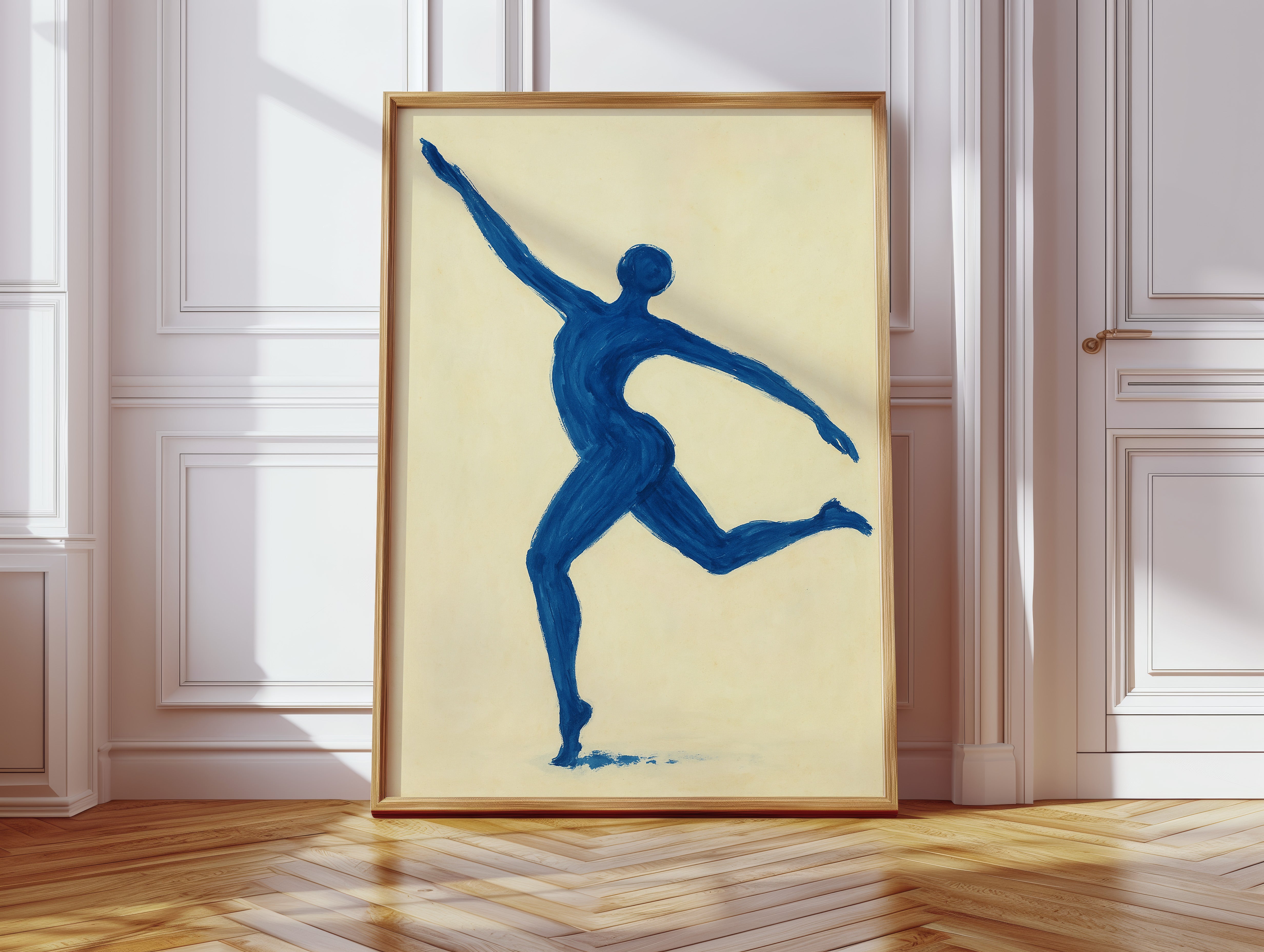 Leaping Figure in Indigo Grace
