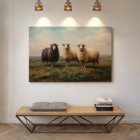 Three Sheep Stand Watch At Dawn