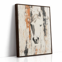 White Horse Against Rustic Planks