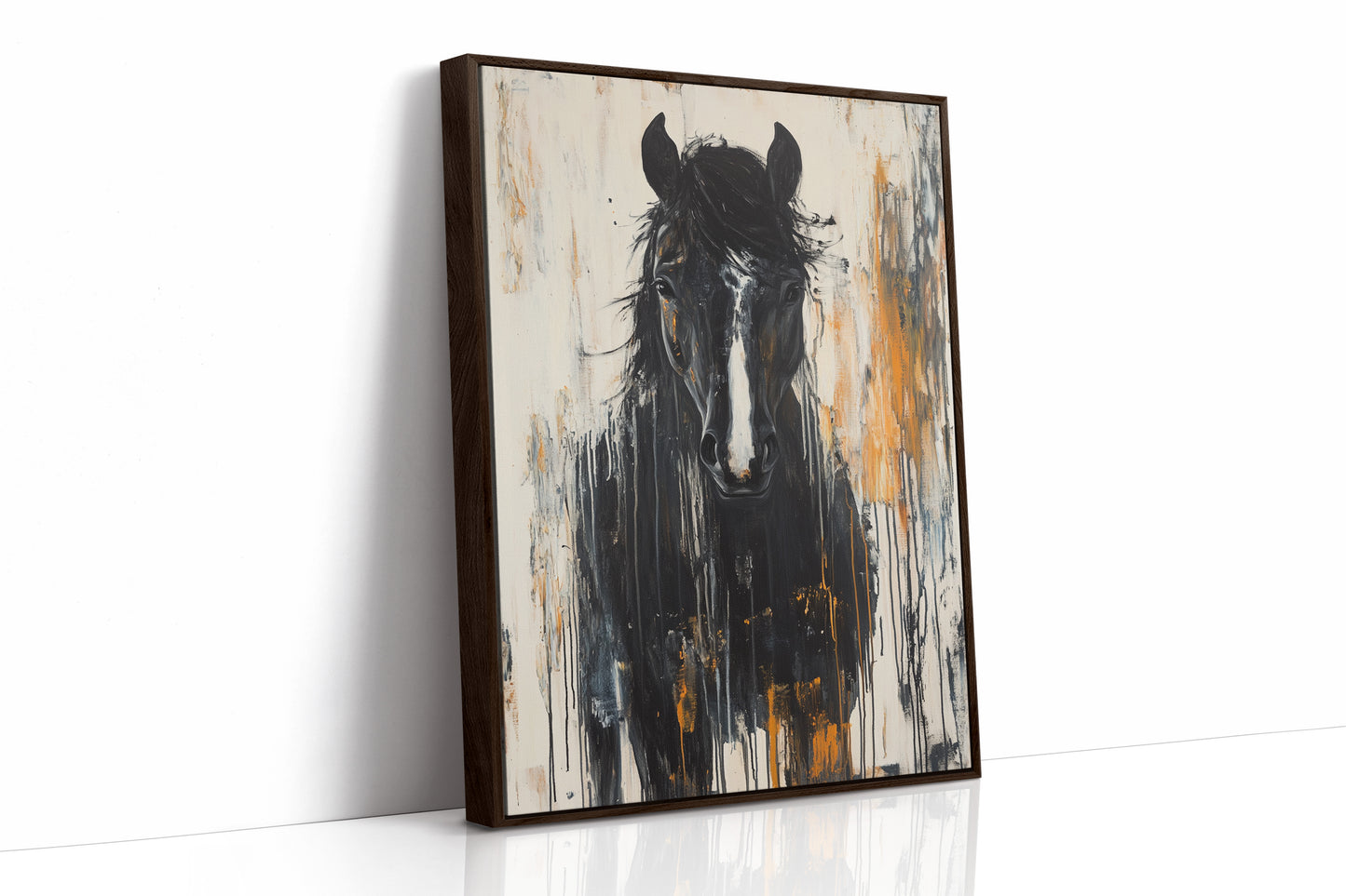 Fierce Stallion in Amber Rain
