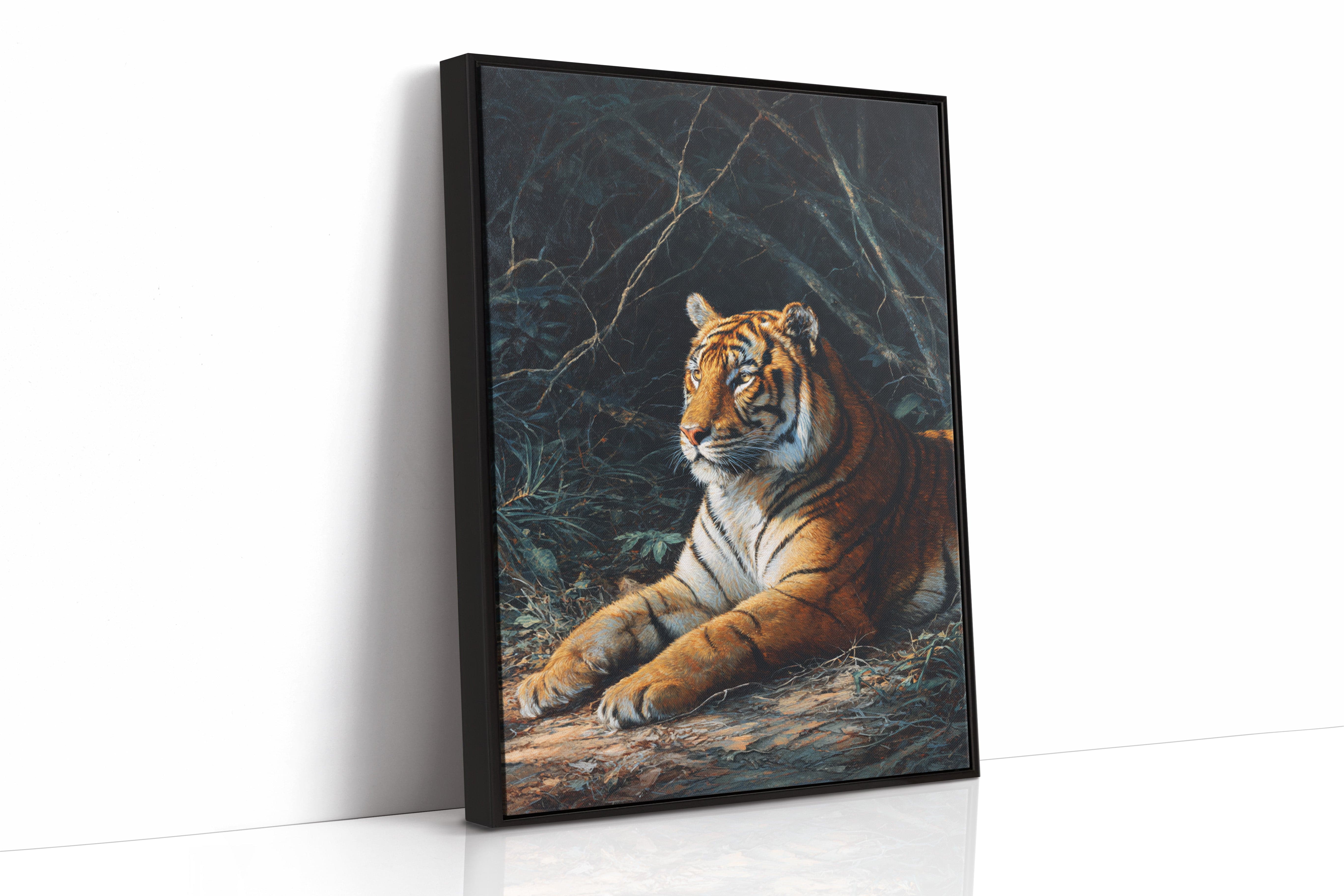Regal Tiger Against Midnight Marble