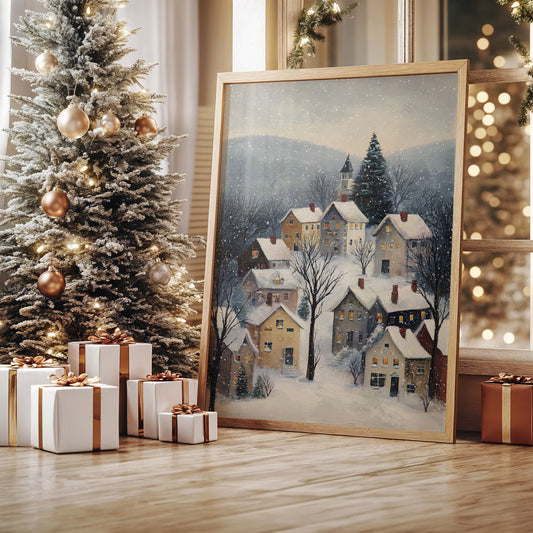 Snow Falls On Winter's Quiet Village