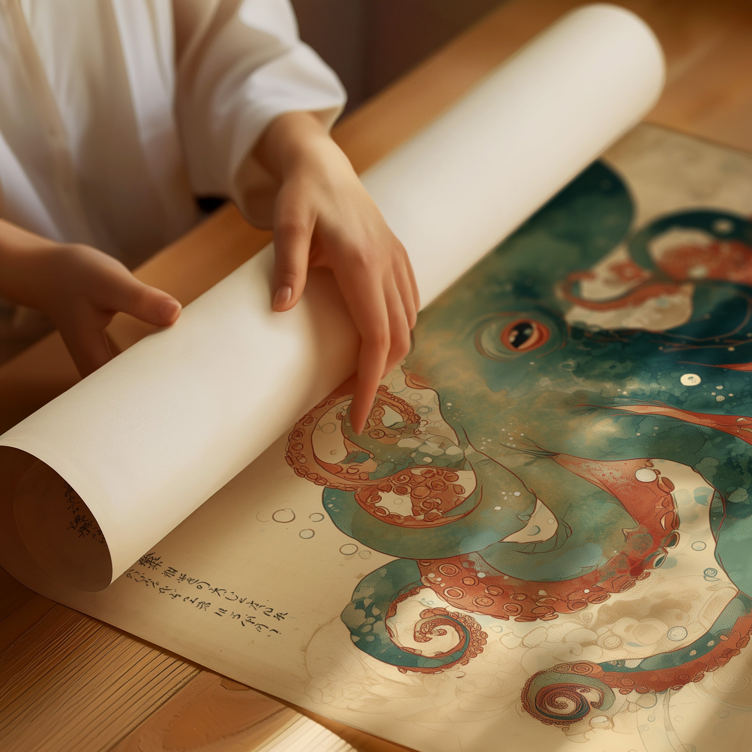 Emerald Tentacles Embrace Ancient Scrolls