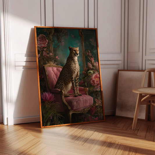 Regal Gaze Amidst Floral Splendor