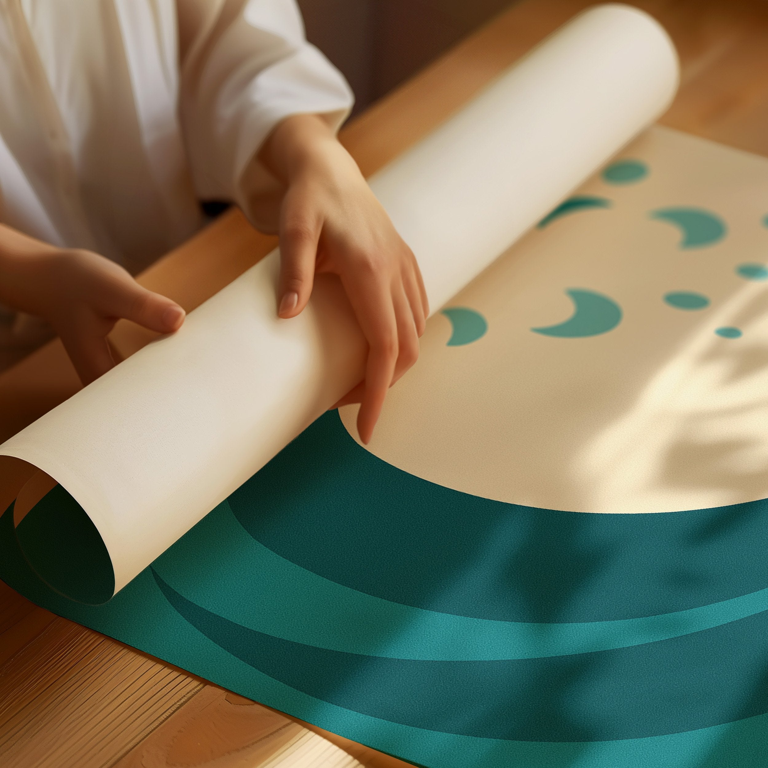 Teal Curl Meets Desert Calm