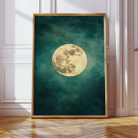Full Moon Rising in Emerald Sky