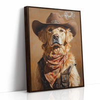 Golden Retriever Gunslinger in a Cowboy Hat
