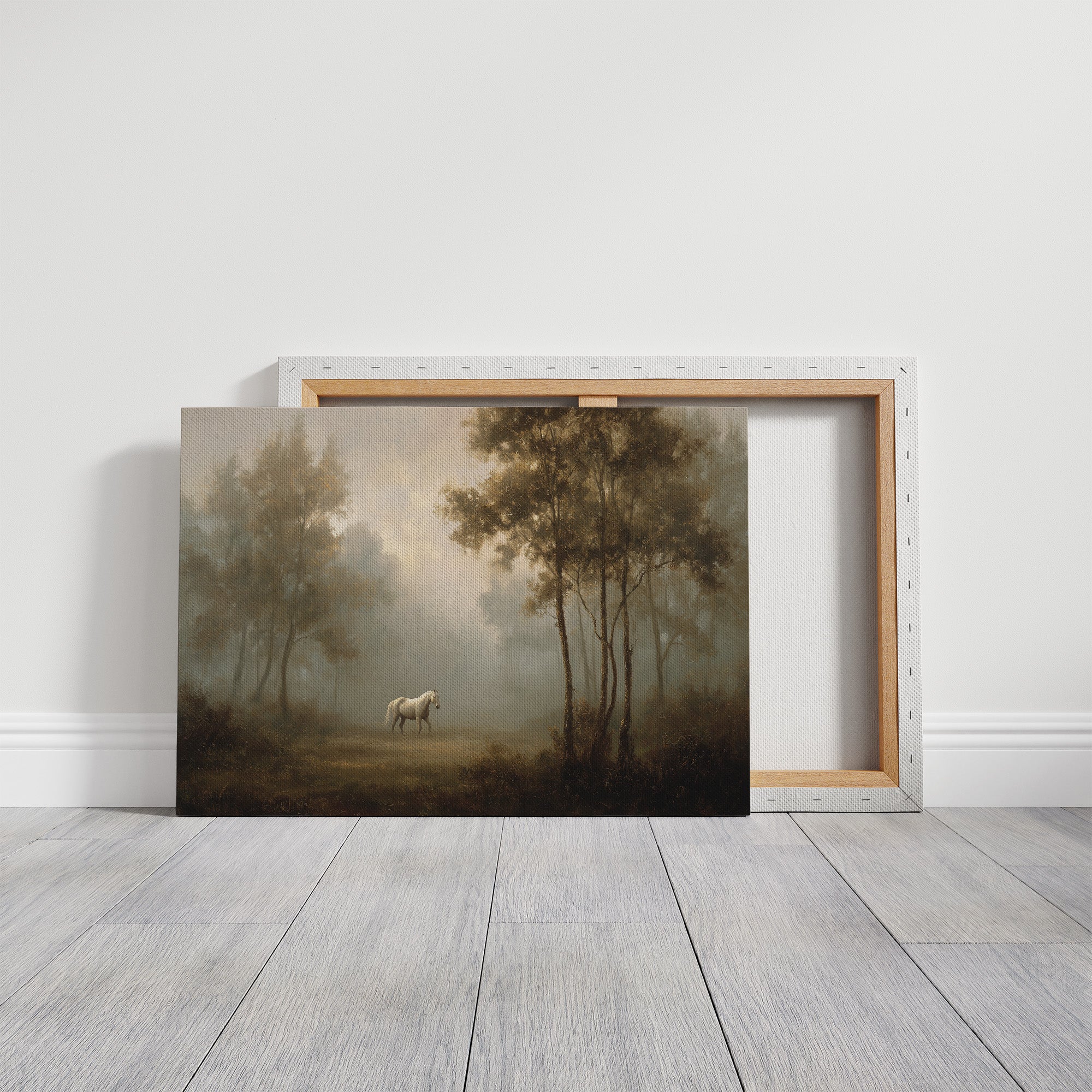 Lone Horse Among Misty Trees