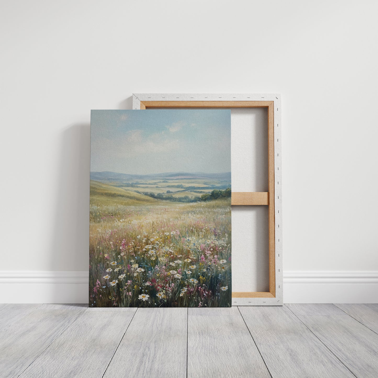 Wildflower Meadow Landscape – Serene Summer Countryside Wall Art Print