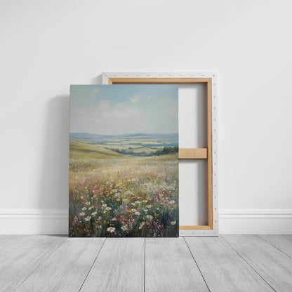 Wildflower Meadow Landscape – Serene Summer Countryside Wall Art Print