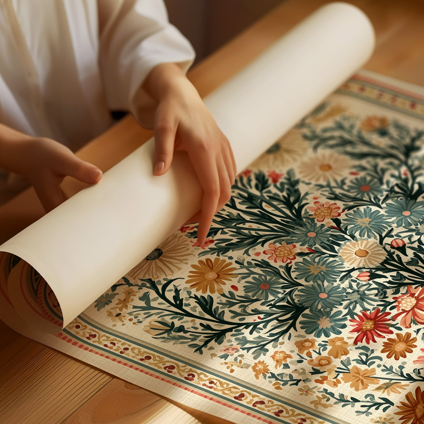 Symmetrical Bouquet Medallion Tapestry