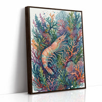 Coral Thicket Sentinel: Watercolor Shrimp Study