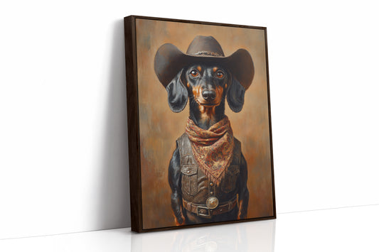 Cowboy Dachshund in Leather and Lace