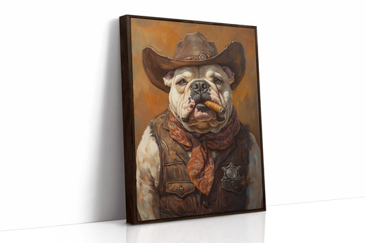 Bulldog Sheriff with a Cigar and Scowl