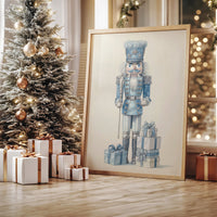 Blue Nutcracker Guards Winter's Treasures