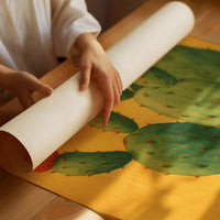 Desert Bloom Against Golden Sky