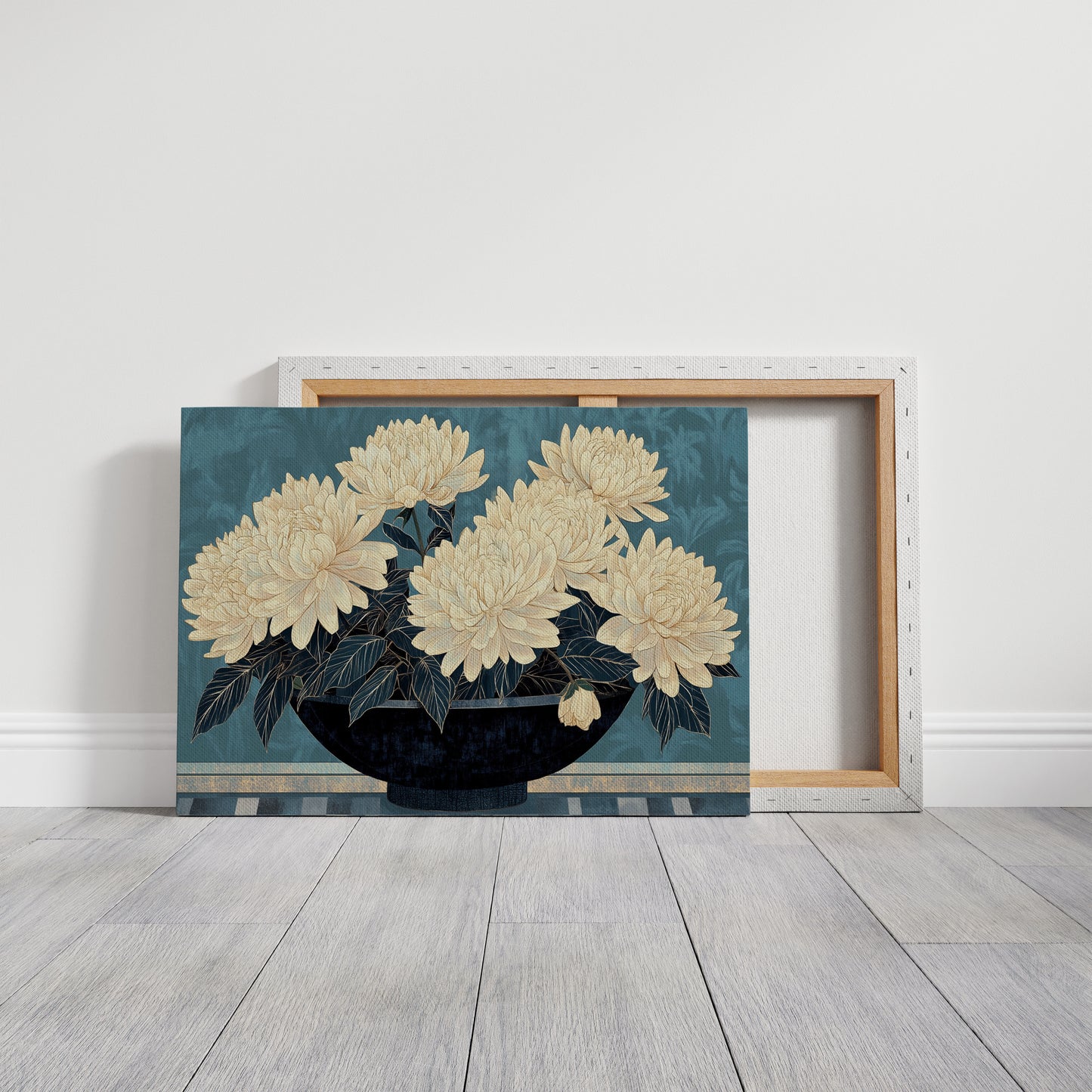 Cream Dahlias On Midnight Waters