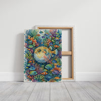 Puffed Up: Watercolor Pufferfish Reef Scene