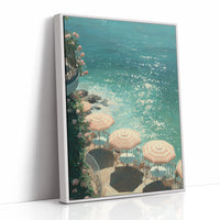 Mediterranean Terrace: Parasols by Azure Waters