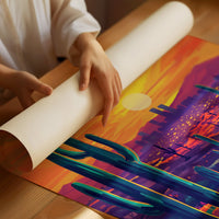 Desert Blooms Under Fiery Skies