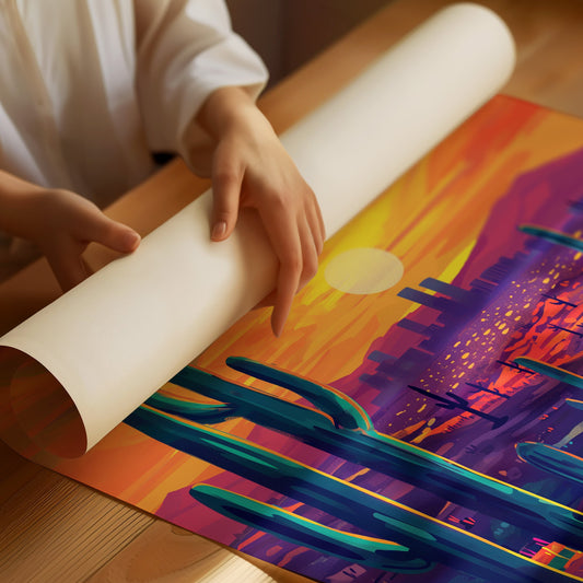 Desert Blooms Under Fiery Skies