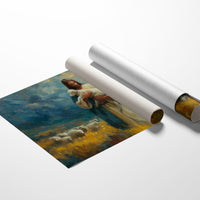 Gentle Shepherd Tends Golden Fields